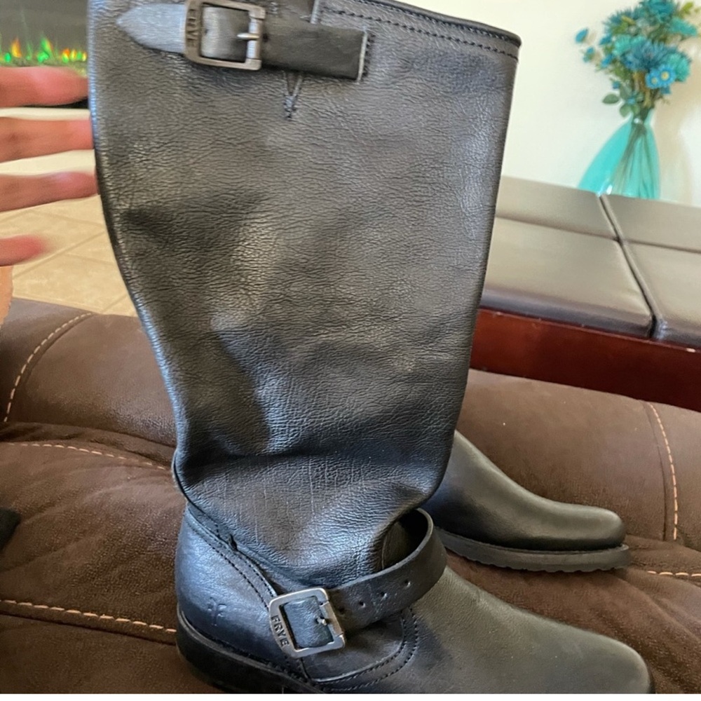 Frye Black Leather Ankle Boots